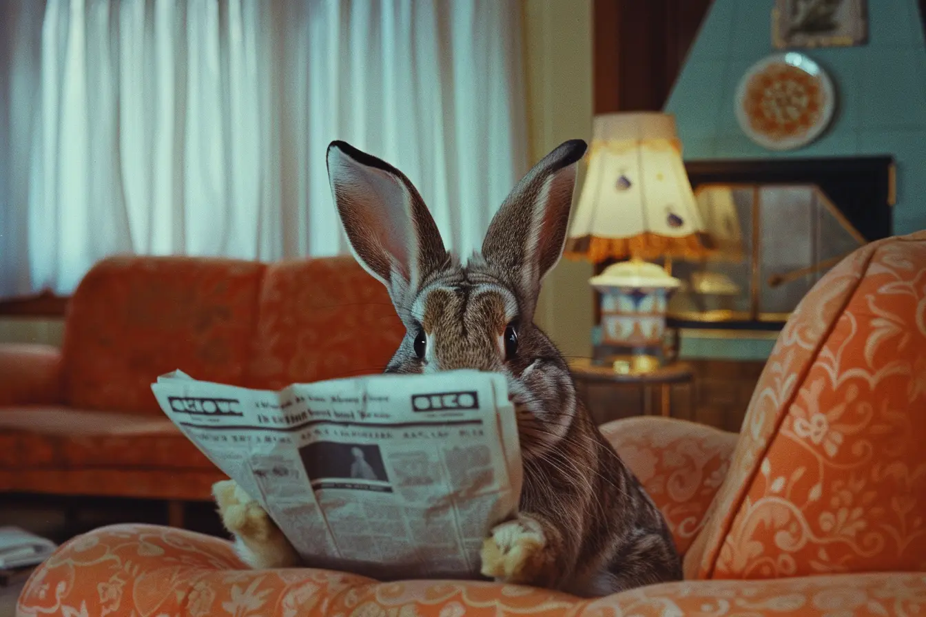 Rabbit Reading a Newspaper