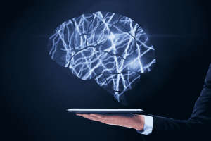 Illustration – A glowing digital brain symbolizing the rapid expansion of artificial intelligence capability that operates independently of direct human execution and challenges traditional agency.