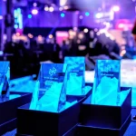 he 2026 Nordic Data and AI Readiness (DAIR) Award trophies on display at Kistamässan in Stockholm.