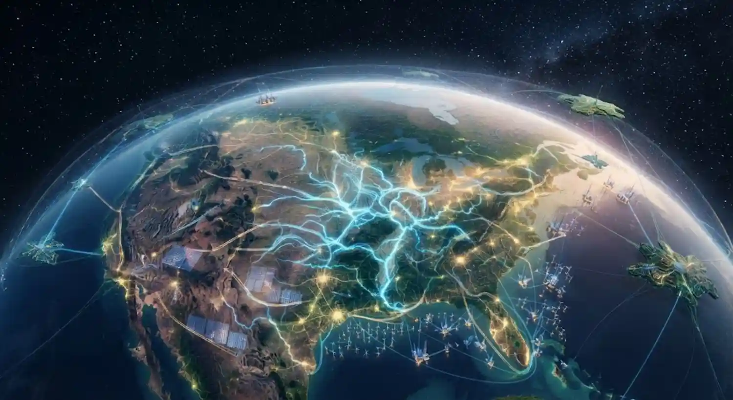 Illustration of a globally connected, intelligent infrastructure